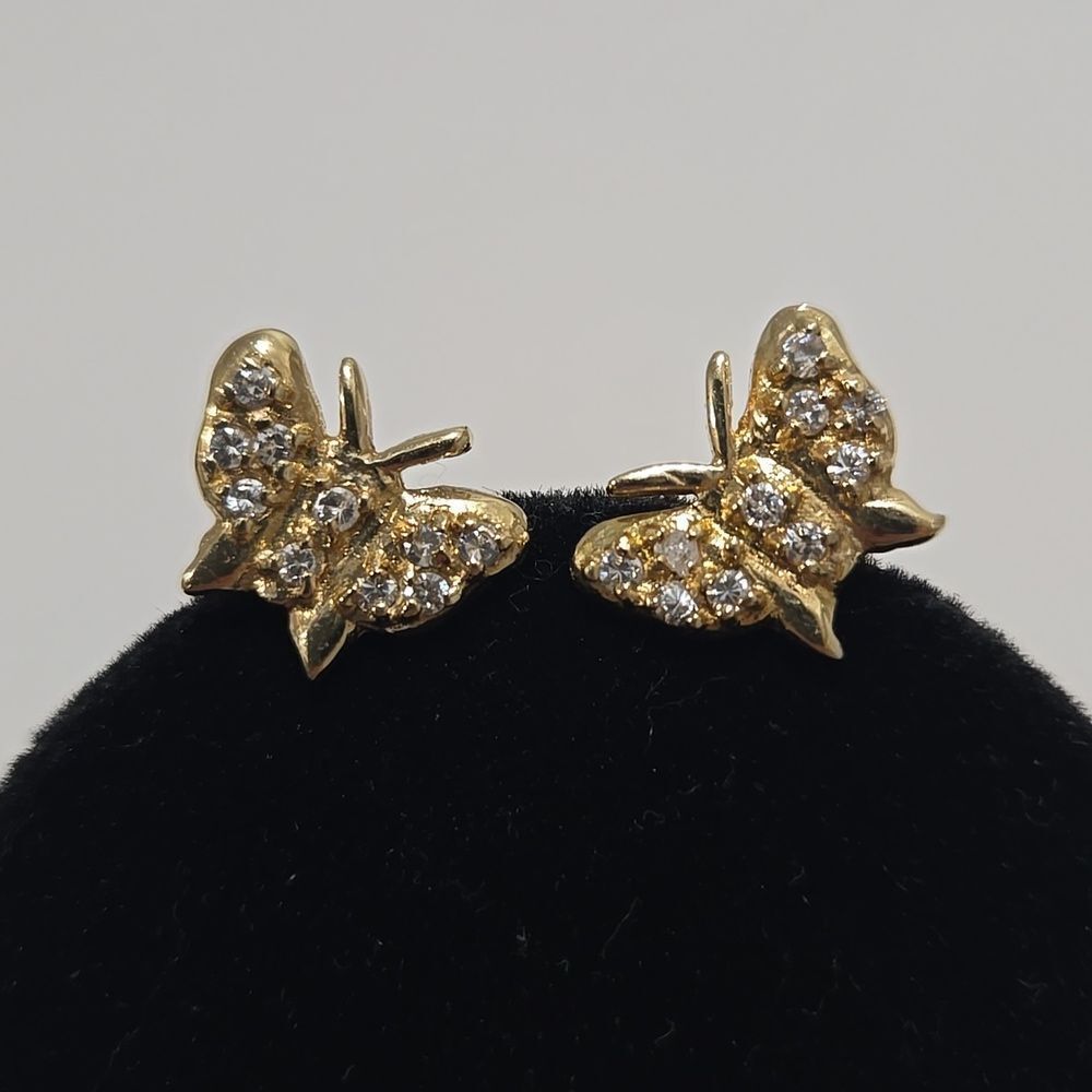 14k Solid Gold Butterfly Stud Earrings